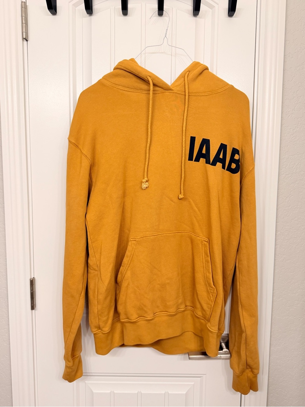 Drake Men's Mustard Crewneck Hoodie with IAAB Print